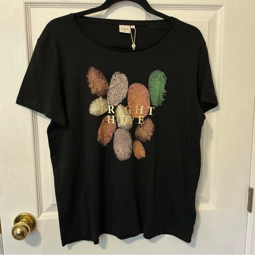 Cream CRNorma Black Graphic  T-Shirt , Size L